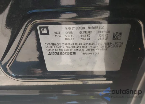 2013 Buick Lacrosse из США, поврежденный, VIN 1G4GC5E35DF226278